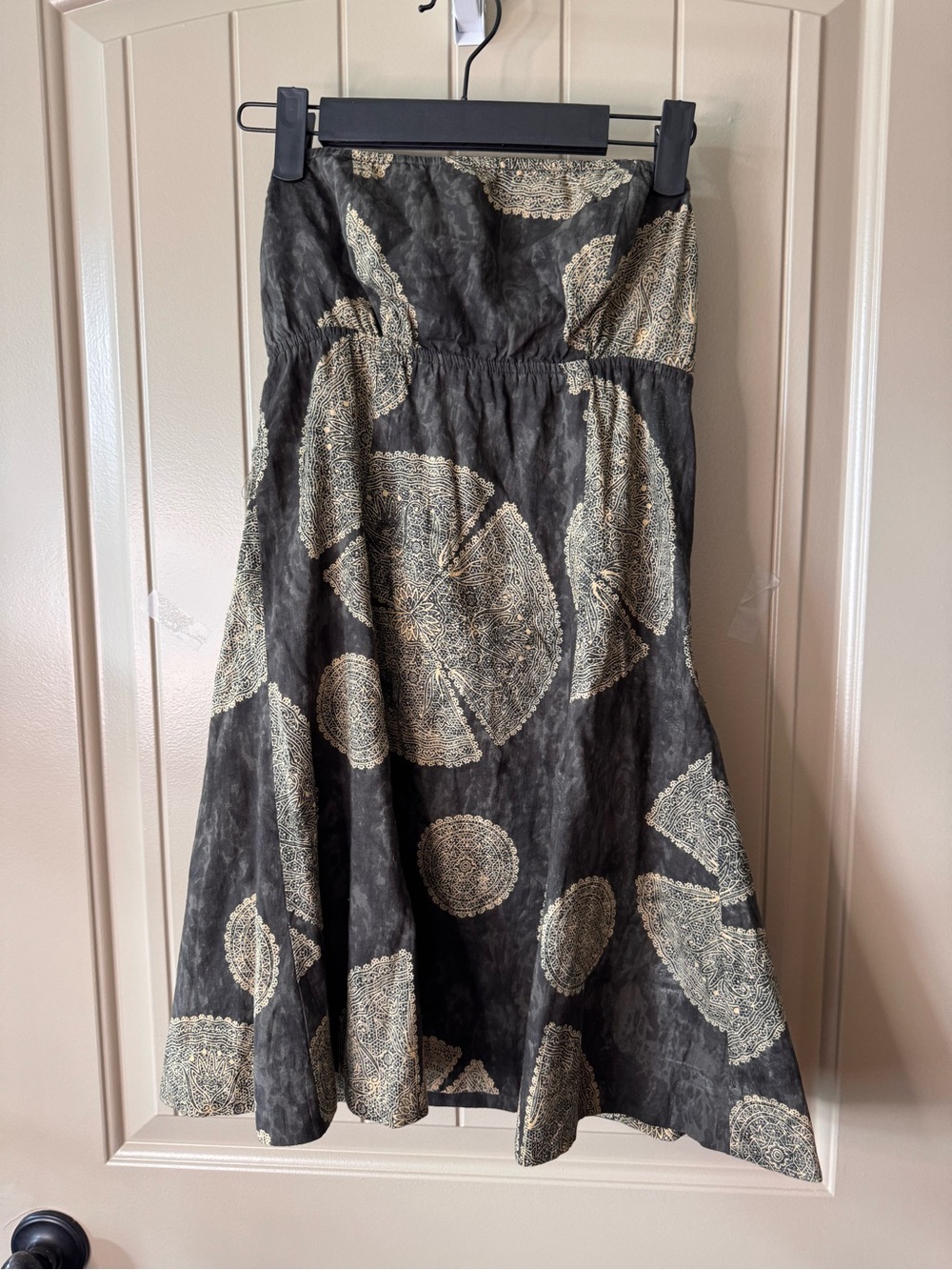 Free People Sleeveless Tie Back Mini Dress with Cream Medallion Print